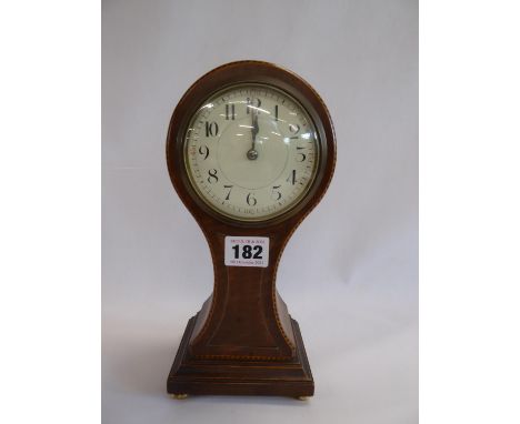 Early 20thC French inlaid mahogany balloon mantel clock
