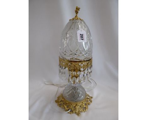 Glass droplet table lamp with cherub finial