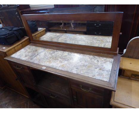 19th/20thC light oak mirror back dresser with marble inset surface