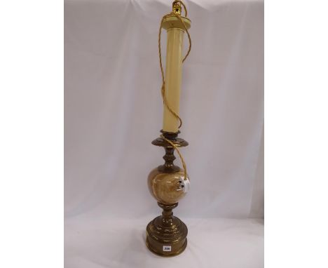 Large onyx and brass effect column lamp base (37" tall)