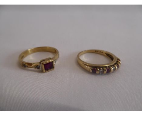 9ct gold ruby and diamond eternity ring and another (2) (4.5g total)