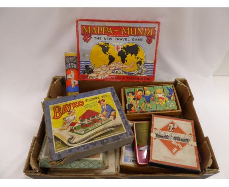 Vintage games, jigsaws, pik-a-stix, Mappa-Mundi, Bayko etc.