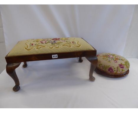 Oak tapestry footstools (2)
