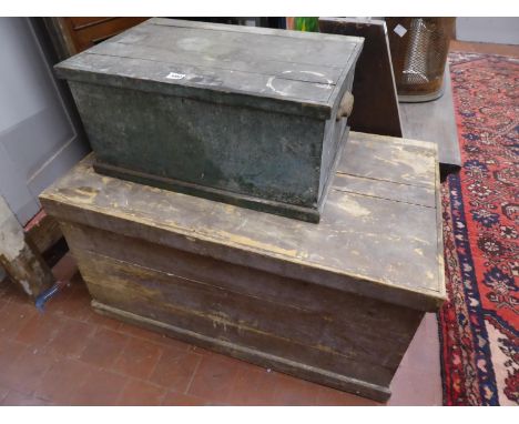 Victorian pine blanket box and tool box (2)