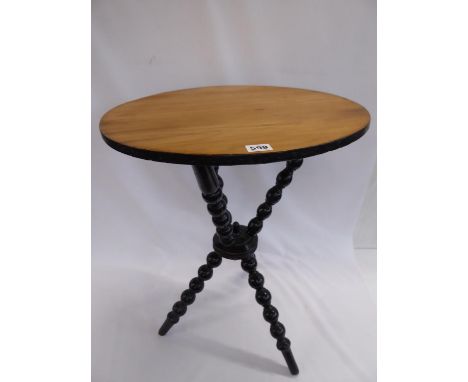 19thC Gipsy tripod table on bobbin legs