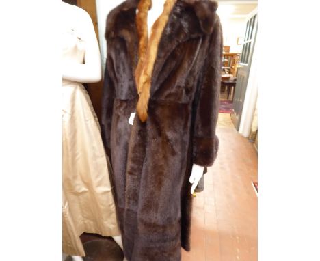 Vintage silk lined full length fur coat and fur stole