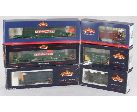 A Bachmann 32-077 Class 56XX Tank BR Lined Green L/Crest, 32-026 Class 20 Diesel 20192 BR Blue with Indicator Boxes, 32-106 0