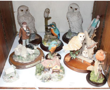 SECTION 24. Eleven assorted ceramic figures of birds and houses including a pair of owls by Country Artists and other example