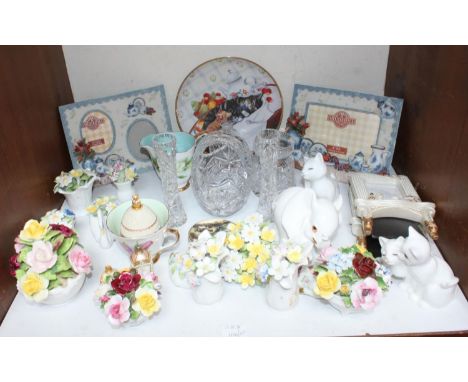 SECTION 7. A quantity of assorted ceramics and glassware comprising Royal Doulton floral ornaments, various ceramic cat figur