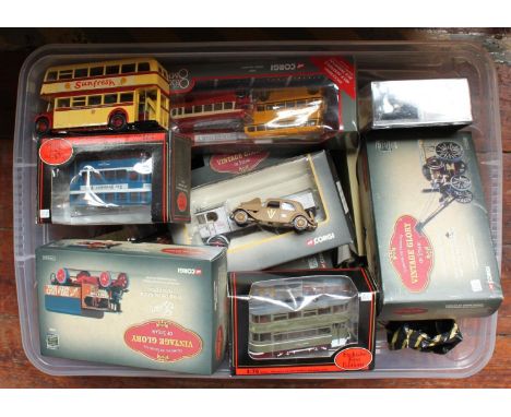 A collection of 27 assorted loose and boxed die-cast model vehicles including a 1924 Sentinel and a Foden Steam wagon for Tat