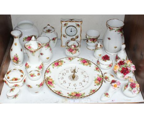 SECTION 4. A quantity of assorted Royal Albert 'Old Country Roses' pattern table wares comprising vases, pill boxes, a wall c