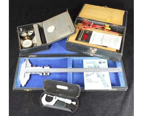 A Negretti &amp; Zambra Air Meter, together with a large Benson Vernier gauge, a Moore &amp; Wright Micrometer, and Noronix M