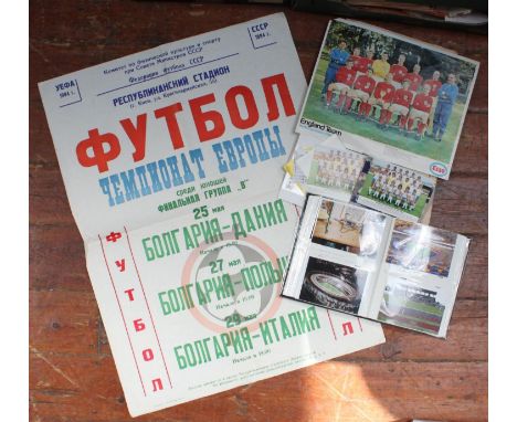 An original Russian Football poster for a tournament March 25th-29th 1984, lithograph, 84x62cm, together with an album of pho