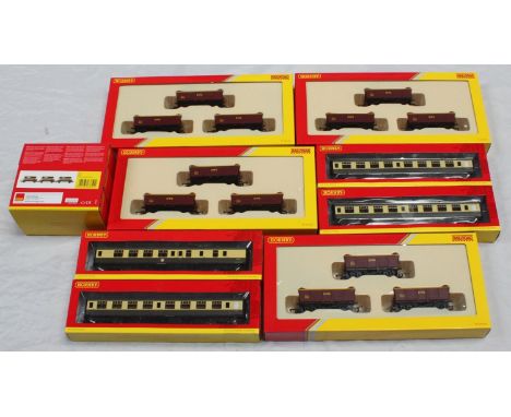 Hornby Railroad '00' gauge: Four mint and boxed R6367 Coal Wagon sets (3x EWS coal wagons in each box), together with three R