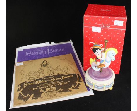 A Walt Disney's Snow White and the Seven Dwarfs 'His Master's Voice' set of three vinyl records, together with a Schmid music
