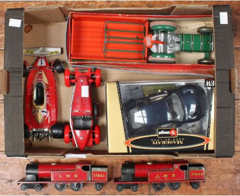 A Mettoy Playthings Mechanical Tractor &amp; Trailer Model No. 3262/76, boxed, together with a Burago Maserati, boxed, Burago