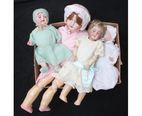 Ten various dolls including Armand Marseille numbers 351/3k, 390 1 1/2 &amp; 995 1, a black plastic Pedigree doll, British Na