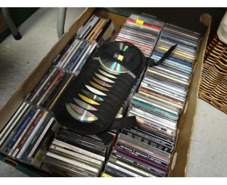 Crate of mainly pop CDs, Bob Dylan, Leonard Cohen, The Beatles etc