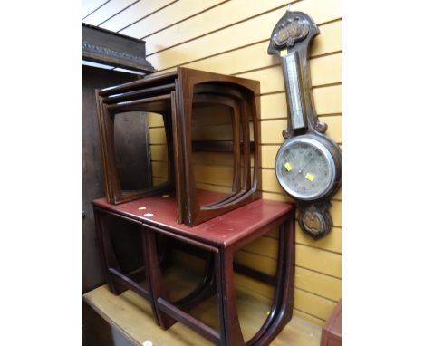 Two nests of three coffee tables & an aneroid barometer