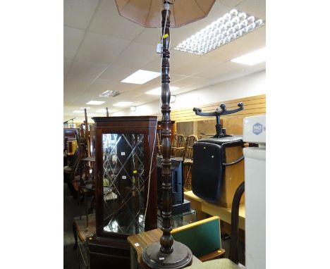 A reproduction mahogany standard lamp & shade E/T