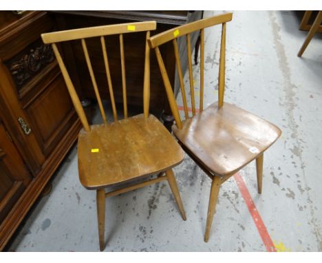 A pair of spindle back Ercol chairs