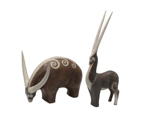 Including a boxed model of an African Zebu in a matt finish (24.5cms long). Also with a boxed Lladro model of an Oryx in a ma
