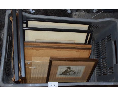 A box of various small equestrian watercolours, coloured prints etc