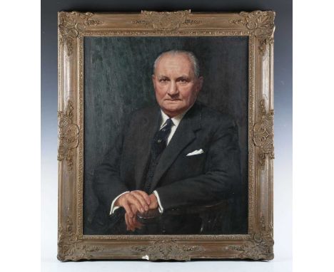 Howard Barron (1900-1991) – Portrait of Charles William Fowler Thomas O.B.E., oil on canvas, signed upper right, 76cm x 67cm,