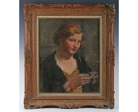 Circle of Augustus Edwin John (1878-1961) - Portrait of a lady, said to be Dorothy ‘Dorelia’ McNeill, oil on canvas, 53.5cm x