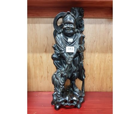 ANTIQUE CHINESE FIGURE FOO DOG STATUE, CHERRYWOOD 