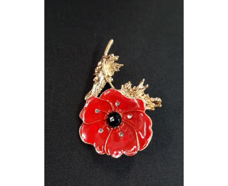 ENAMEL POPPY BROOCH 