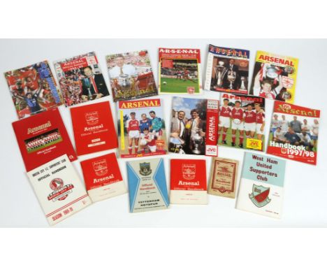A selection of Arsenal official handbooks from 1949 to 1990s together with some from other clubs. (48)