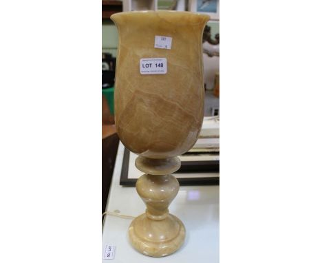 An onyx lamp having tulip form shade, originating from Corfu