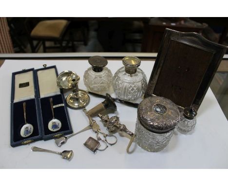 Silver &amp; enamel spoons, bottles, etc