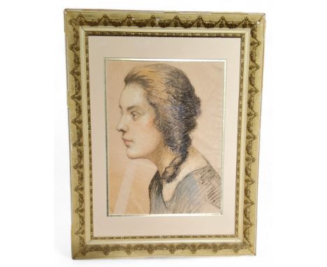 English School, 20th century, 'Portrait of A Young Woman', pastel study, 38cm x 27cm