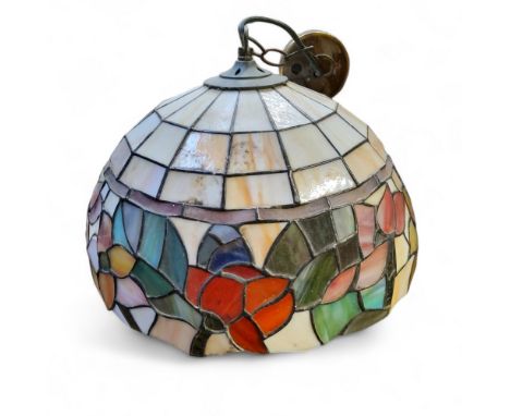 A Tiffany style stained glass ceiling light shade, 26cm x 37cm diameter