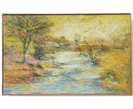 J.H Mugglestone (Impressionist School), Packington near Ashby-De-La-Zouch, oil on board, 50cm x 80cm