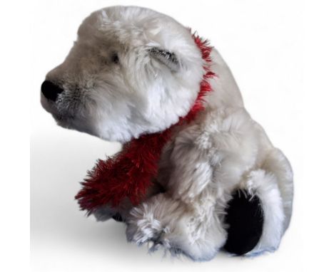A Linny K Collector Bears, Schulte Mohair, Polar Bear, stiff jointed,&nbsp;growler, glass eyes, stitched nose, suede pads, re