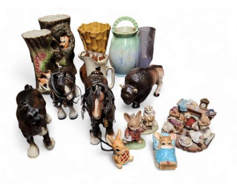 A Beswick bay shire horse;&nbsp; others Melba;&nbsp; &nbsp;a Royal Doulton Dickensian jug, Sir Andrew Acuecheek;&nbsp; &nbsp;