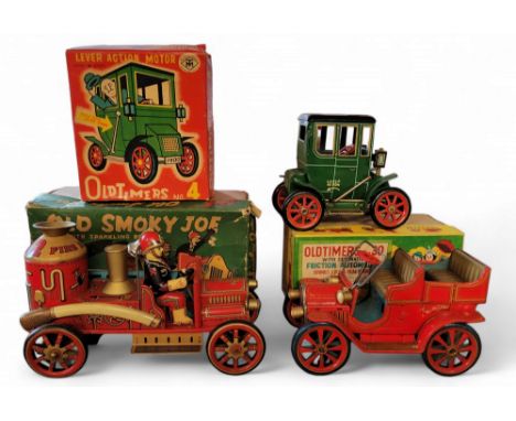 Oldtimers friction automobile, no.30, boxed;&nbsp; another, no.4; Old Smokey Joe, boxed (3)