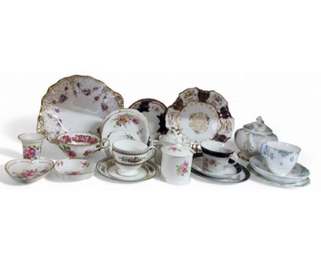 A Royal Crown Derby Royal Antoinette wavy edge plate, 25cm diam, printed mark;&nbsp; &nbsp;Royal Crown Derby Posies pattern t