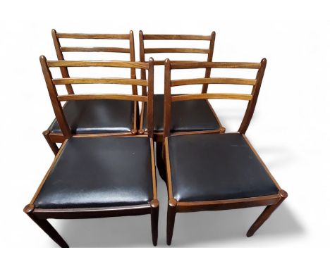 A set of four G Plan teak dining chairs, designed by Victor Wilkins,&nbsp;ladder back, drop-in&nbsp; square seat, tapered rou
