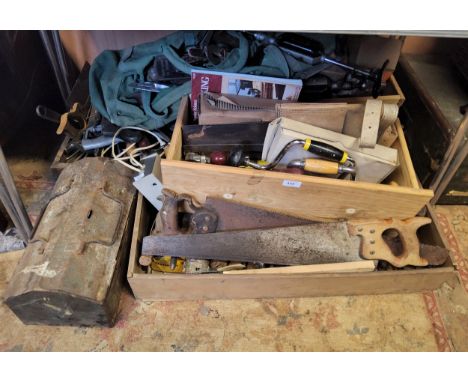 Tools - brace and bits;&nbsp; tenon saws,&nbsp; &nbsp;files, spanners, chest drills, smoothing planes, wood chisels, hack saw