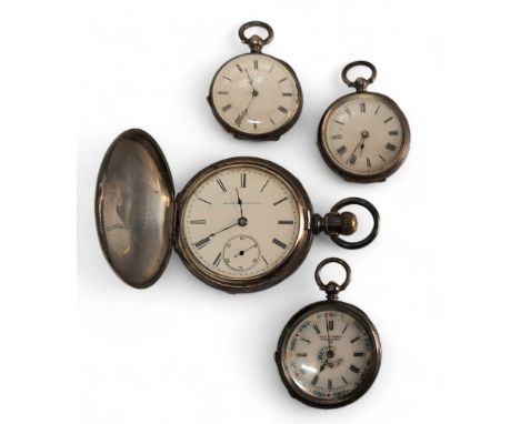 A 19th century coin silver full hunter pocket watch, Safety Pinion Grade 6 movement, engraved Elgin Natl. Watch Co. Safety Pi
