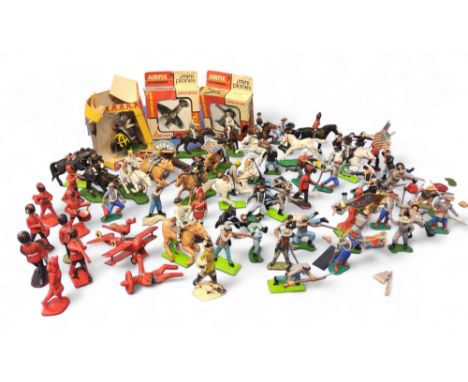 Airfix Bachmann Mini Planes - Spitfire #1900, Messerschmitt #1901 both boxed; a quantity of plastic model soldiers by Crescen