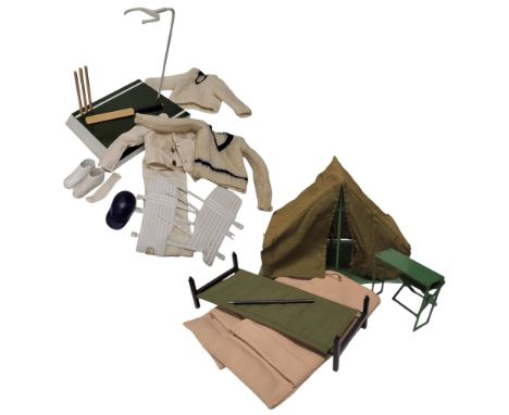 Action Man Action Cricketer Set, no.&nbsp;34802, comprising white trousers, one sock, shirt, sweater (another homemade), boot