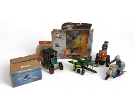 A Corgi Warbirds, series 2, Boeing Flying Fortress MK.III, boxed;&nbsp; an Alexander Taron tin plate Curtis biplane;&nbsp; a 