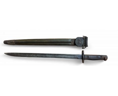A World War I 1907 pattern hooked quillon Wilkinson bayonet,&nbsp; 43cm long single side fullered steel blade, stamped Wilkin