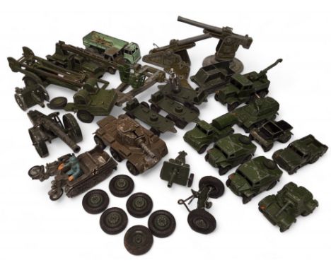 A MSR Toys Bullock Anti-Aircraft gun, mounted; another Long Range Coastal Gun; Dinky including 2 x 686, Field Artillery Tract