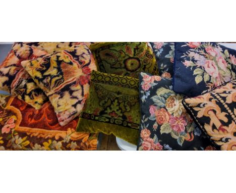 Carpet cushions and throw;&nbsp; tapestry cushions;&nbsp; etc